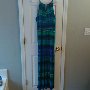 New Directions Blue/Green Maxi Dress